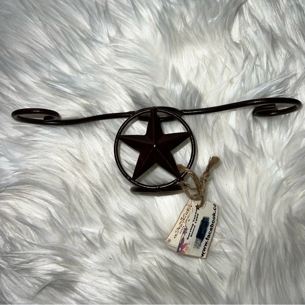 NWT Decorative Rustic Metal Wine Glass and Bottle holder Texas Star